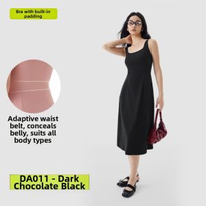 PUNLIEN | Chest Pad New Style Versatile Slim Black Dress
