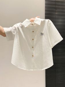 LUOSHAO | Petite Embroidered Short Sleeve Casual Loose Shirt