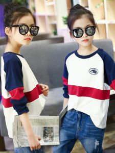Girls Long Sleeve T-Shirt Childrens Wear Spring Autumn Style Base Layer Top Cotton Fabric Korean Version Sweatshirt for Big Kids