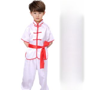 ชุดการแสดงศิลปะการต่อสู้แบบแขนสั้นสำหรับเด็กชาย ชุดฝึกซ้อมแขนยาว ชุดการแสดง Kung Fu ชุดการแสดงวันเด็ก ชุดฝึกซ้อม