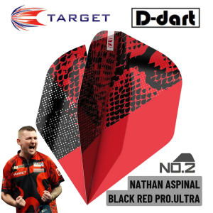 TARGET DARTS FLIGHT- NATHAN ASPINAL ICON BLACK RED PRO.ULTRA Dart Flights 3Pcs/Pack
