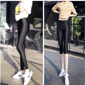 Quần Dài Mùa Hè Mỏng Bằng Lụa Băng Cạp Cao Cho Nữ Quần Bó Dài Đến Giữa Bắp Chân Cỡ Lớn Quần Bó Sát