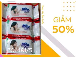 Khăn giấy ướt bỏ túi không mùi Milo Care 1 gói loại 20 tờ.