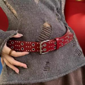 New Womens Rivet Belt Fashion Casual Punk Style Pu Leather Waistband Personalized Waistband Decoration Accessory