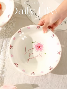 Mewah Selamat Set Pinggan Mangkuk Seramik dinner wedding microwave gifts Underglaze Color Ceramic Tableware Elegant Bowls Plates Complete Cutlery Rice Soup Porcelain Keramik Bowl Plate set