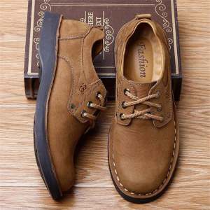 Paul Camel Spring New Layer Cowhide Large Head Shoes Martin Workwear Shoes Breathable Outdoor Casual Low Help Mens Shoes