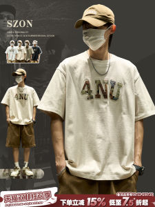 เสื้อยืดคอตตอนทรงหลวมแขนสั้นสไตล์อเมริกันสำหรับผู้ชาย ทรงหลวม ทรงเข้ารูป ทรงหลวม เสื้อยืดแขนสั้นสไตล์ฮิปฮอป