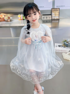 Elsa Princess เดรส ฤดูร้อน เสื้อผ้าเด็กผู้หญิงปาร์ตี้วันเกิด เดรส Es ของแท้ Disney Frozen Ice Princess กระโปรง เสื้อผ้าเด็ก