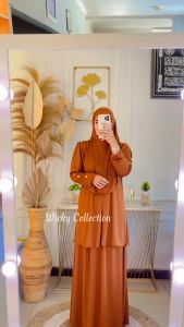 One Set Rok 4 IN 1 Jilbab Instant Mayung Gamis Jersey Setelan Baju Wanita