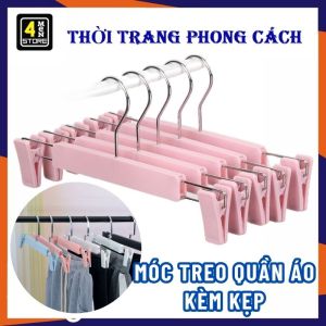 Móc Kẹp Quần Áo Thông Minh - Móc Nhựa Hồng Cao Cấp Dài 31cm Tùy Chỉnh Chiều Dài - Móc Kẹp Đôi Treo Quần Áo Đa Năng