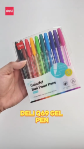 Deli Q69-10 Colorful Smooth Writing Ballpoint Pen Mini Tip 0.7mm 10 Colors/Set