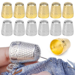 ปลอกนิ้วมือโลหะแนววินเทจสำหรับเย็บมือป้องกันปลายนิ้วอุปกรณ์เครื่องมือเย็บผ้าทำมือภายในบ้าน1/2ชิ้น