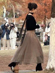 ผ้าพันคอไหมสีดำสไตล์เกาหลีสำหรับผู้หญิง ผ้าพันคอแบบยาวรูปตัว L ขอบลูกไม้ ผ้าคลุมคอแบบย้อนยุค สไตล์ไฮเอนด์ ใช้งานได้หลากหลาย