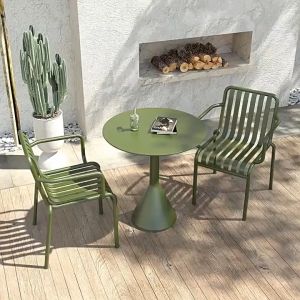 Outdoor Dining Table Chair Set Milktea Shop Open-air Small Round Table Yard Cafe Leisure Meeting Desk and Chairs