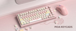 WOMIER 134 Keys Pink Cat MOA Profile PBT Keycaps Customs Dye Sub Key caps for 61/87/104 Cherry MX Switch Gaming Mechanical Keyboard
