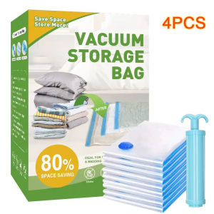 4pcs Thickened Vacuum Compression Bag Transparent Quilt Vacuum Bag Storage Bag Household Clothing Storage And Sorting Bag
