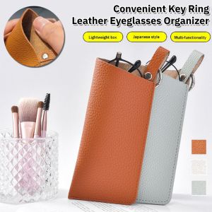 Convenient Key Ring Leather Eyeglasses Organizer Portable Glasses Case Holder Waterproof Sunglasses Pouch Jewelry Organizer Bag