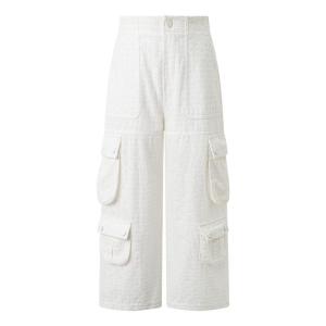 Little Naive | Casual Cotton Girls Trousers White Thin Workwear Style