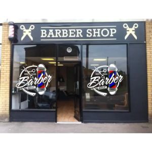 STICKER BARBERSHOP bisa Custom sesuai nama otlet anda (BARBER SHAVE CUTTING)
