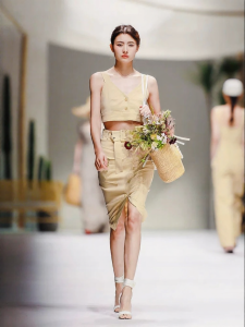 Stylish Slanted Open-front Straight A-line Linen Skirt