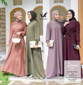 Gamis Wanita Silvia Dress Casual Bahan Crinkle Airflow Busana Muslimah Elegan