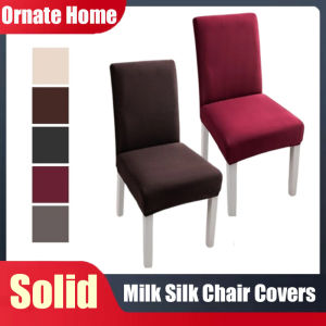 Milk Silk Solid Color Chair Covers For Living Room Wedding Dining Banquet Office Elastic Chair Slipcovers Protector Home Decor