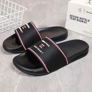 Summer Fashionable Mens Slippers Anti-Slip Deodorant Soft Bottom Couple Outdoor Bathroom One-Strap Slippers Trendy Flats