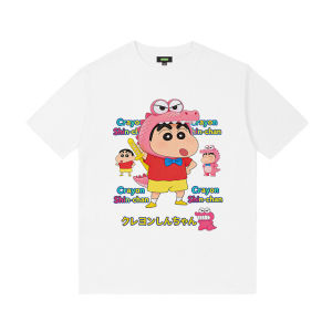 Bandai | Crayon Shin-chan Surrounding Animation Yano Shinji Japanese Cartoon Childrens Adult Short-Sleeved Summer T-Shirt Cotton