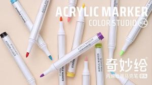 Languo Acrylic Marker Pen Soft Head for Artist Rock Painting Glass Ceramic Fabric Diy Crafts Student Graffiti Acrylic Paint Pens