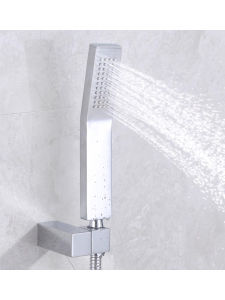 Handheld Bathroom Shower Head Copper Material Black Painted Rainfall Function for Bathtub Washing Room Rectangular Design