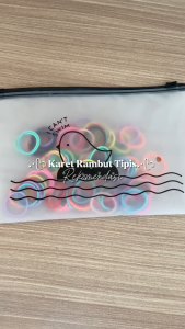 Alobeauty - [FREE POUCH] Karet Rambut Tipis Bahan Nylon Elastis Karet Rambut Anak Dewasa Warna-Warni Elastis Diameter 3 cm Isi 100 Pcs