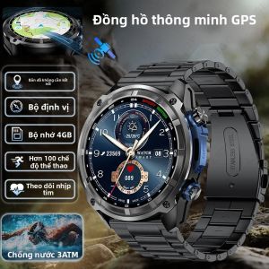 Đồng Hồ Thông Minh Quân Sự Tích Hợp GPS Bản Đồ Máy Nghe Nhạc Video 4GB Pin 860mAh Chống Nước La Bàn Dành Cho Nam - Thiết Bị Theo Dõi Thể Dục Đo Nhịp Tim
