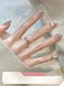 MONLEYTA | Handmade Nail Tips Wedding Short And Long Wearable Nails New Year Elegant Nail Stickers For Brides And Women