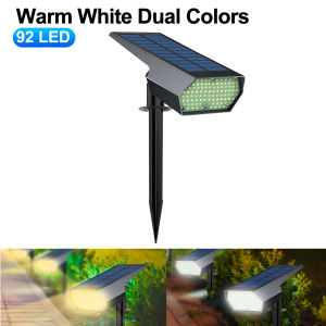 92 LED Solar Lawn Lights Landscape Spotlights Garden Solar Spot Lights Bright Warm/White 2 Lighting Color Adjustable Walkway