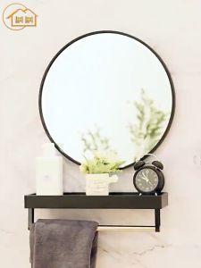 IAKE Round Mirror Bathroom Nail Free Wall Mirror Makeup Mirror Dressing Mirror Decorative Mirror Wall Mirror High Definition Mirror浴室圆镜