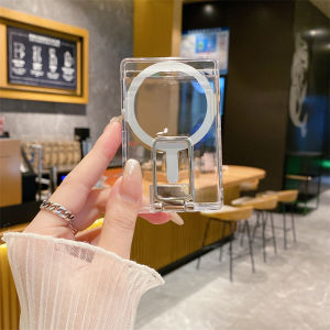 Acrylic Transparent Magnetic Card Holder Foldable Mobile Phone Holder Lazy Desktop Portable Support Stand Apple Android Huawei