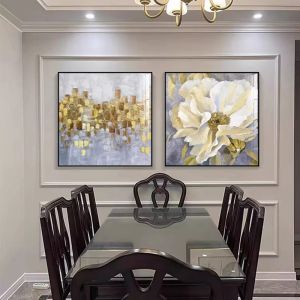 American Style Wealth Tree Oil Painting Decorative Artwork Peony Flower Simple Luxury Restaurant Main Bedroom Head Wall Picture