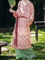 Chang Gong Yu Tang Dynasty Print round Neck Robe Wide Leg Pants Loose Feel Hanfu Traditional Chinese Clothing Women's Set. 