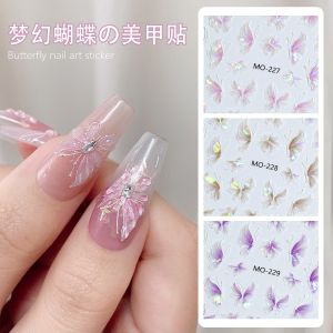 Purple Aurora Magic: Discover the Enchantment of Manicure Fantasy Shell Light Butterfly Stickers