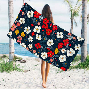 BILIBILI | Dark Base Colorful Daisy Quick Drying Microfiber Beach Towel Lightweight for Swimming Camping Yoga - Bath Towel