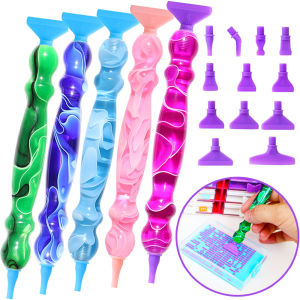 ชุดปากกาเพ้นท์เพชร 13 ชิ้น - ปากกาเรซิ่นออกแบบตามหลักสรีรศาสตร์ พร้อมหัวปากกาแบบเกลียว 12 ชิ้น หัวปากกาหลากหลายแบบสำหรับงาน DIY