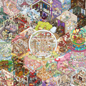 Numerous Styles of Cartoon Landscape Stickers Miniature Worlds Small Creative 3D Cabins Decompression DIY Scenes PET Sticker