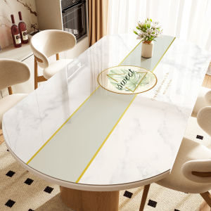 Easy-Clean Waterproof Oil-Resistant Oval Table Pad