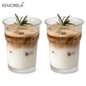 1/2PCS Borosilicate Glass Cups Large-Capacity for Iced Coffee Whiskey Milk Juice Tea Compatible Tumblers Dishwasher Safe Travel