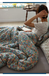 Class a Pure Cotton Knitted Bedding Set Enchanting Purple Floral Print Bedding Coverlet Sheet Pillowcase Quilt Duvet Cover