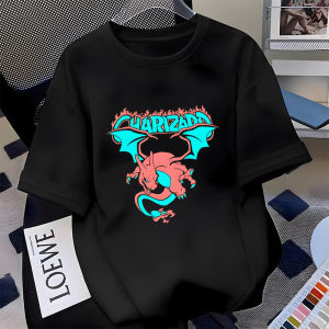 Bandai | Pokemon Super Charizard Print Short-sleeved Pokemon Print Summer T-shirt for Men American-style Top for Women and Children