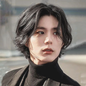 Stylish Short Curly Hair Wig for Men Natural Face Shaping Korean Version business/OL Style Mid-part No Bangs Full Cap