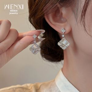 WENXI | Earrings With Clover Carving New Chinese Style