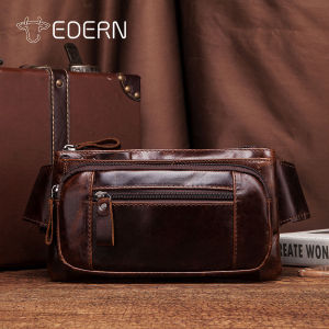 EDERN กระเป๋าคาดเอวหนังแท้สำหรับวินเทจผู้ชายใหม่ กระเป๋าเข็มขัดหนังวัว กระเป๋าคาดเอวลำลอง รุ่นสำหรับกระเป๋าใส่โทรศัพท์มือถือ กระเป๋าสะพายของผู้ชาย