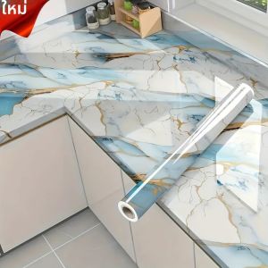 PVC 40 ซม.กันน้ําหินอ่อนวอลล์เปเปอร์ติดด้วยตนเองห้องน้ําตู้เคาน์เตอร์กระดาษติดต่อสติ๊กเกอร์ติดผนังกันน้ํา